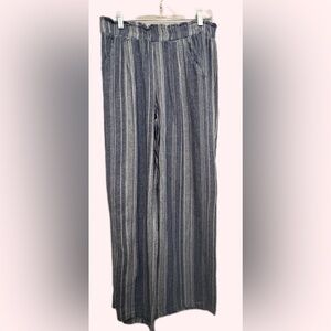 SO Blue and White Striped Linen Blend Pants XL